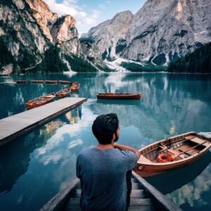 Lost in Tranquility: Embracing the majesty of mountains from the middle of sea